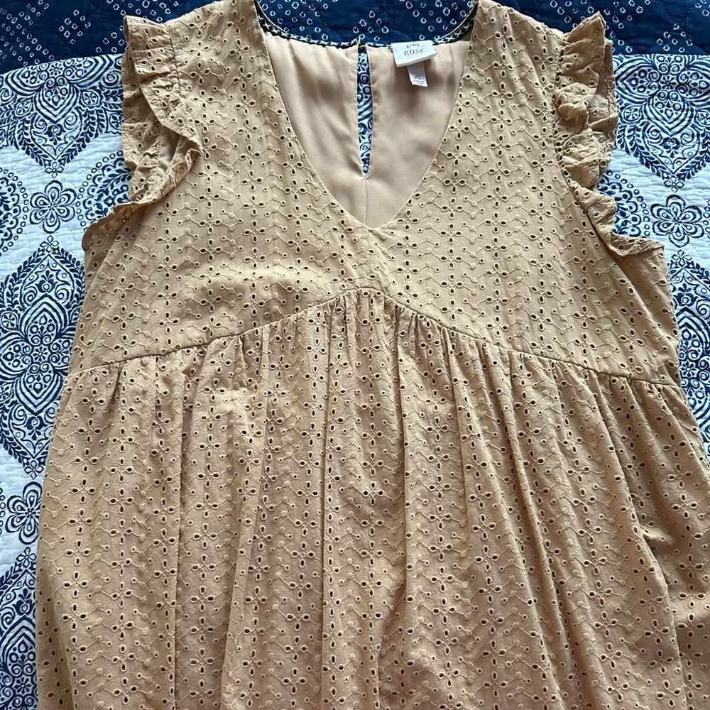 XL dress; cap ruffle sleeve, empire waist; hits just below knee